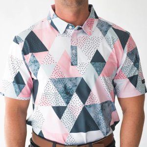NWT Men's Yatta Golf Multicolor Diamond Short Sleeve Polo